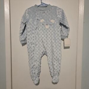 Kyle & Deena • 6-9M • Blue Bear Minky Dot Jumpsuit